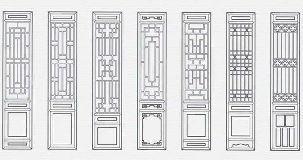 呼玛常用中式仿古花窗图案隔断设计图